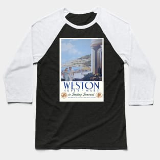 Vintage GWR travel poster advert for Weston Super - Mare Baseball T-Shirt